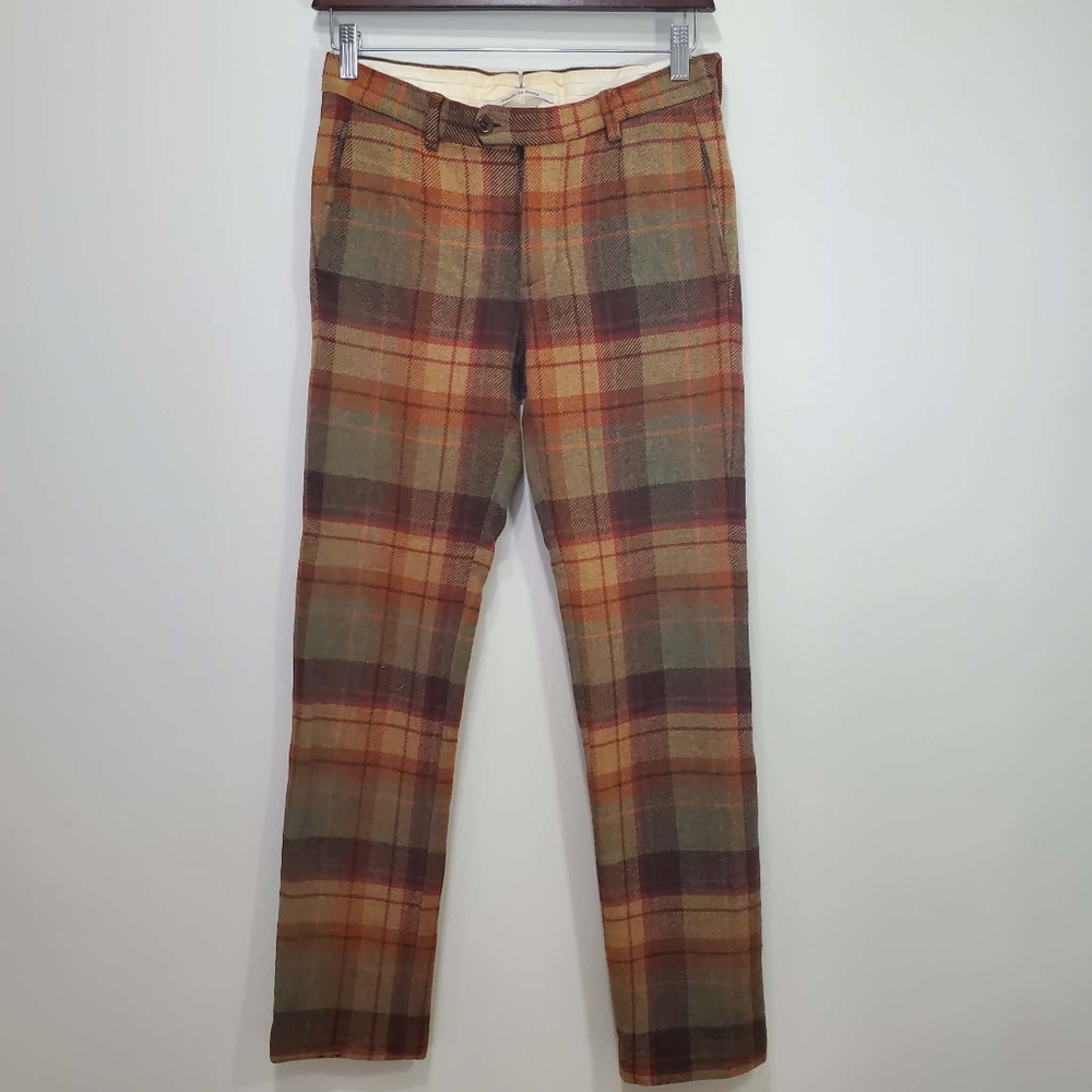 GBS Project Plaid 100% Wool Blend Women's Pants Made In Italy